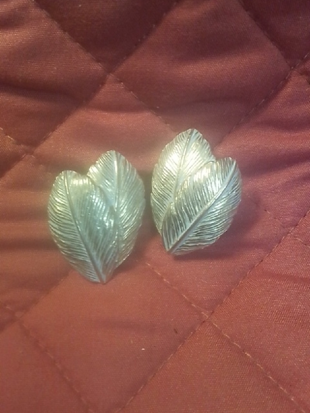 Silver Tone Leaf-Shaped Clip Earrings